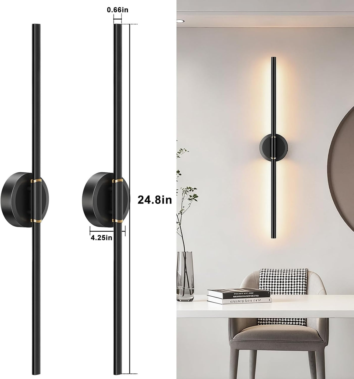 Battery Operated Wall Sconces Set of 2, Dimmable 6000mAh Rechargeable Wall Lights, LED Wall Lamp with Remote Control