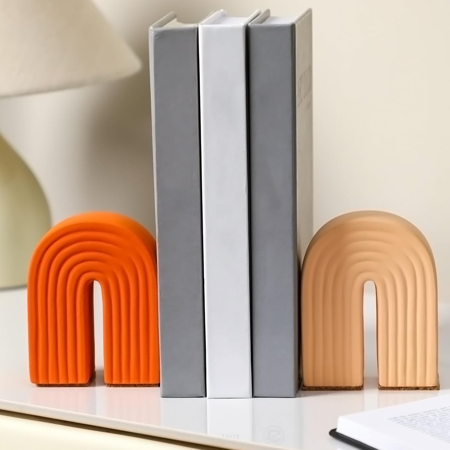 Concrete Bookends Heavy Boho Arch Book Ends Decorative Rainbow Arch Shelf Back to School / Set of 2