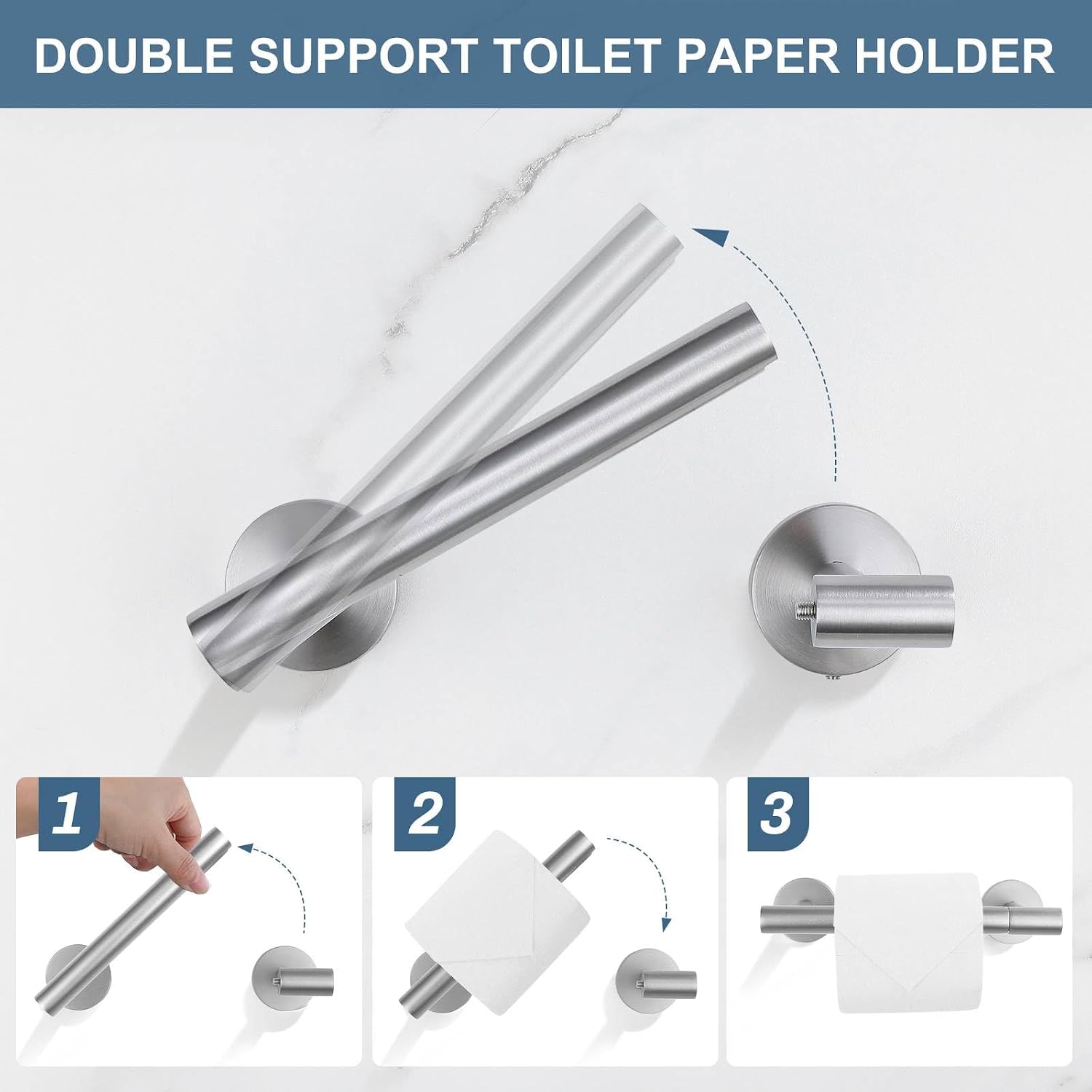 Brushed Nickel Bathroom Hardware Accessories Set, 5 Pieces Round Towel Bar Set Toilet Paper Holder Towel Rail Set for