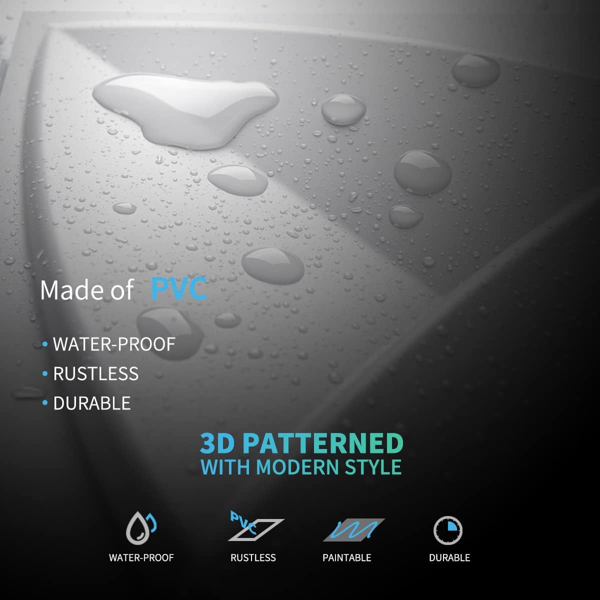 Art3d Waterproof 3D Textured PVC Decorative Wall Panels, 33-Pack, White | Cover 32 Sq. Ft, Break-Proof, Scratch