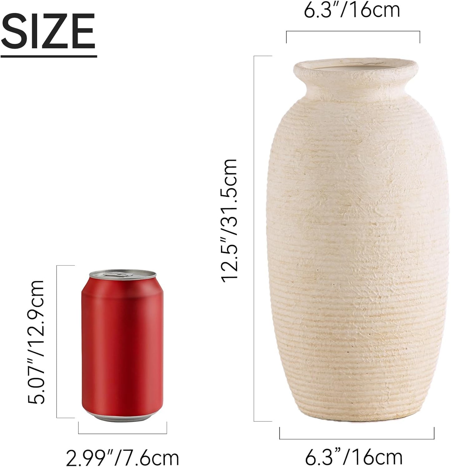 Ceramic Flower Vase / 12.5" - W