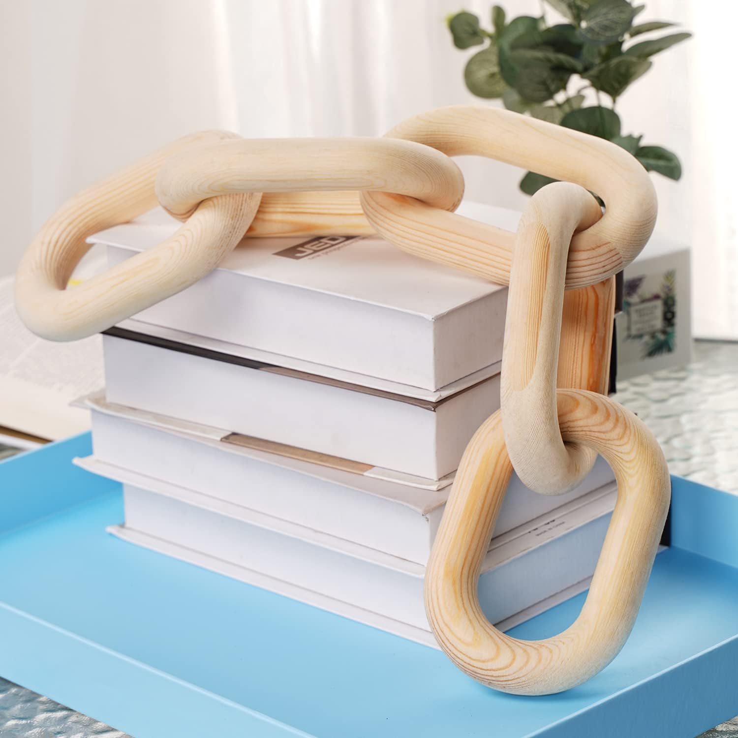 5 Link Chain Decor Hand-Carved Wooden Aesthetic Crafts / Natural