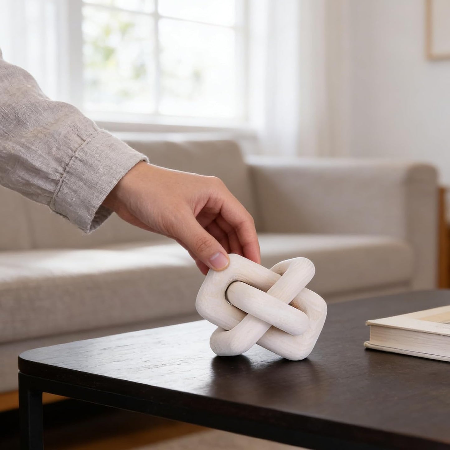 Wooden Knot Decoration Bohemian Decoration Hand-Carved Knot Autumn Winter Home Decor / White