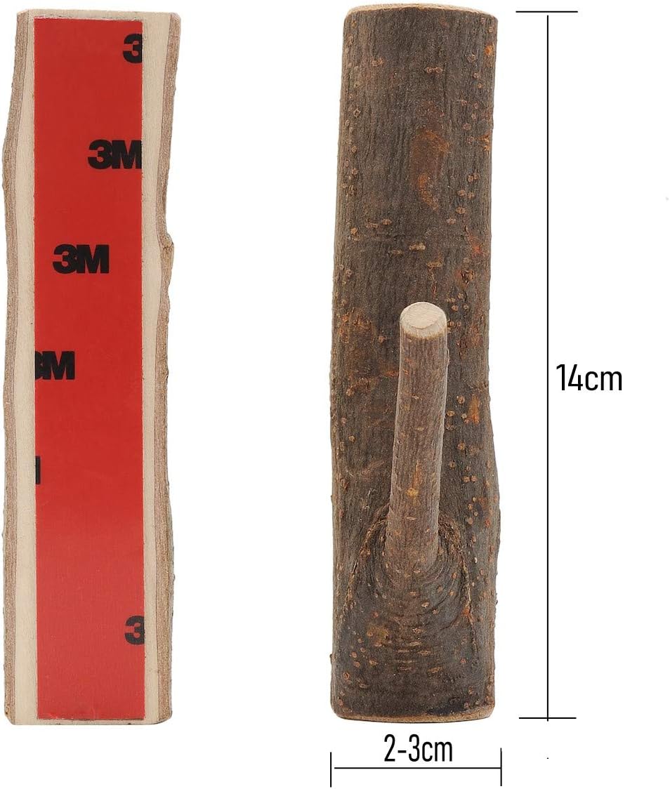 Vintage Real Wood Tree Branch Wall Hook / 2-3cm / with Tree Bark / Set of 4