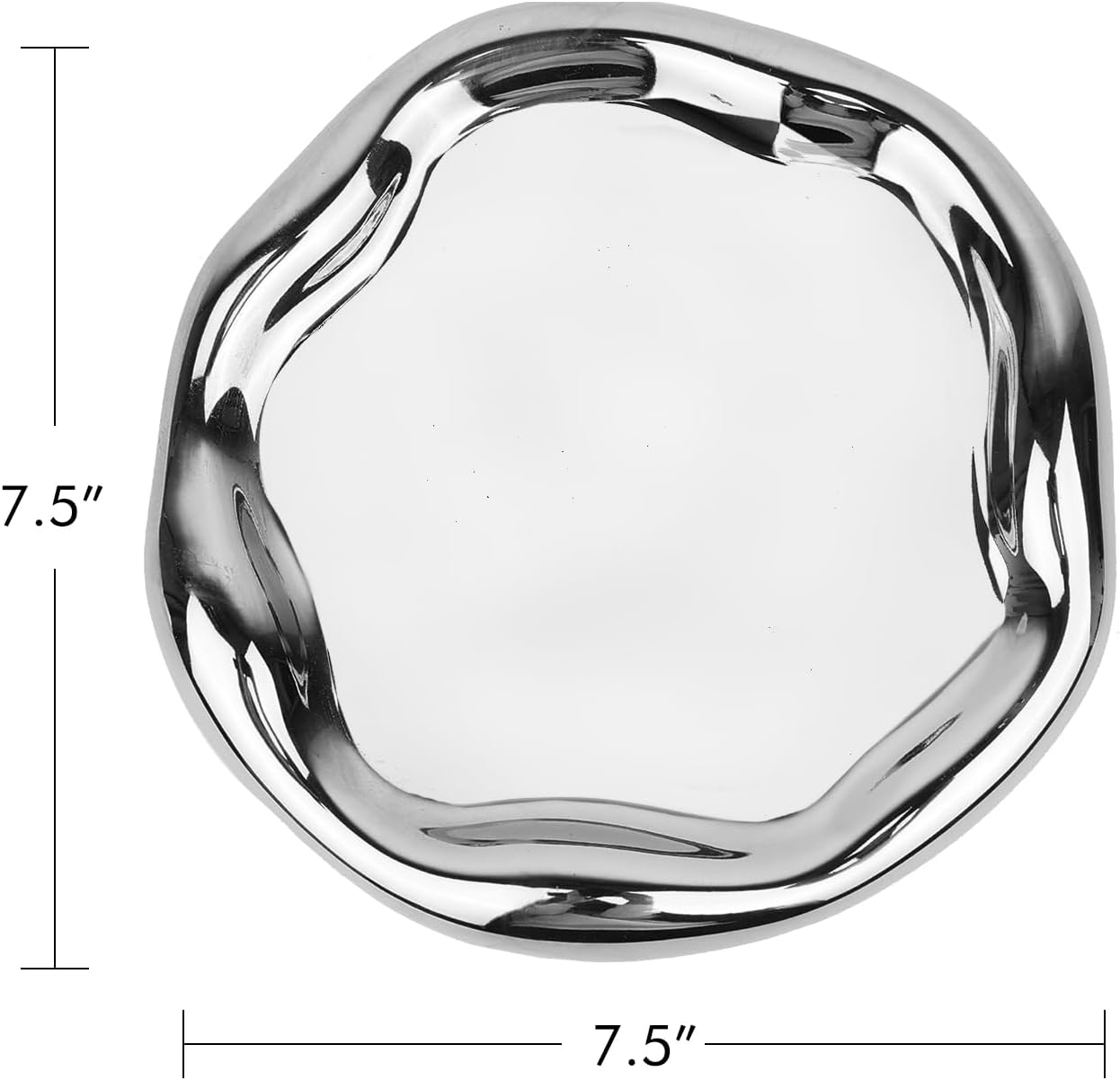 Tray Decorative Vanity Tray Bathroom Tray Jewelry Dish Ceramic Round Plate Holder / Silver / 7.5
