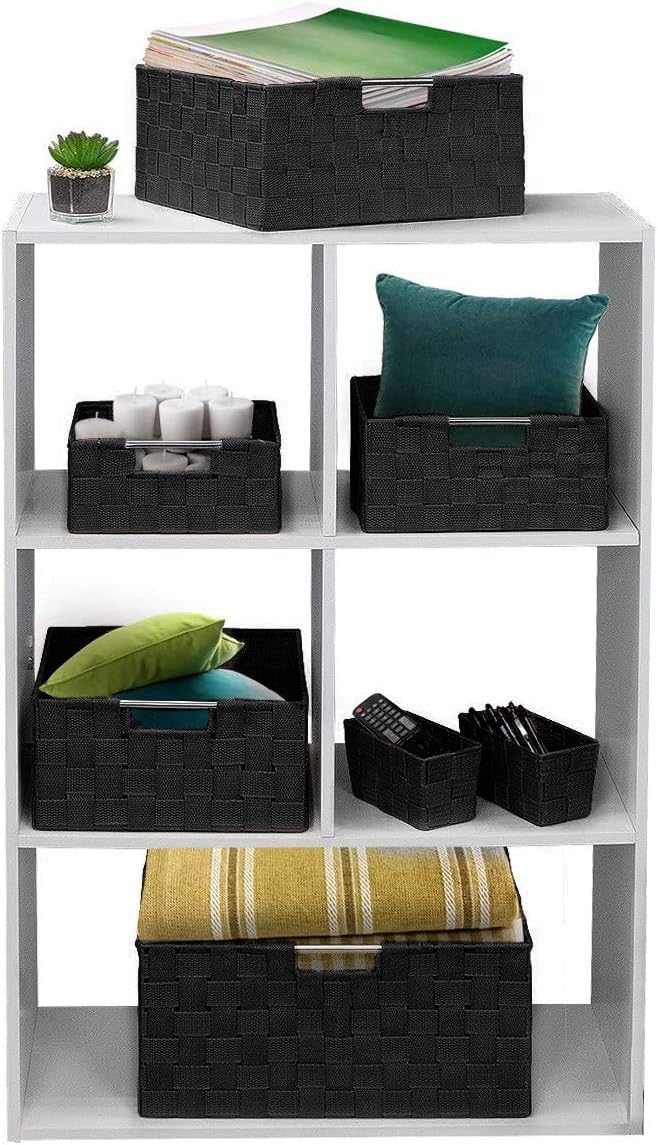 Linen Closet Organizers and Storage / 7 Piece - Black / Set of 7