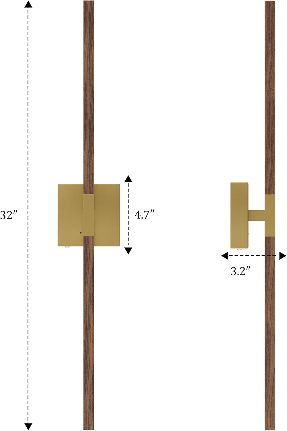 Rayogale Gold & Walnut Battery Operated Wall Sconce with Remote Control | 3000K-6000K Dimmable 8000mAh Wireless