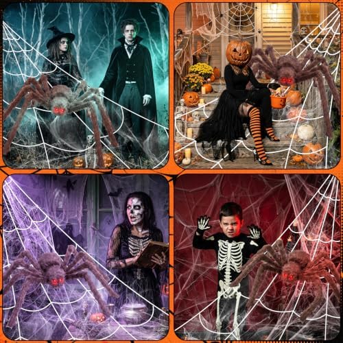 Halloween Decorations Outdoor Spider Webs:1Pcs Giant Spiders-Outdoor Use
