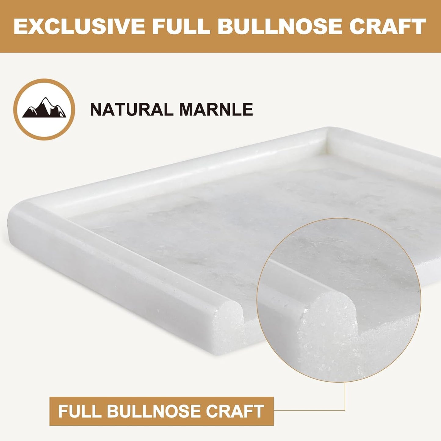 Perfume Candle Tray / White Marble-namib Fantasy / 12 x 7 x 0.8