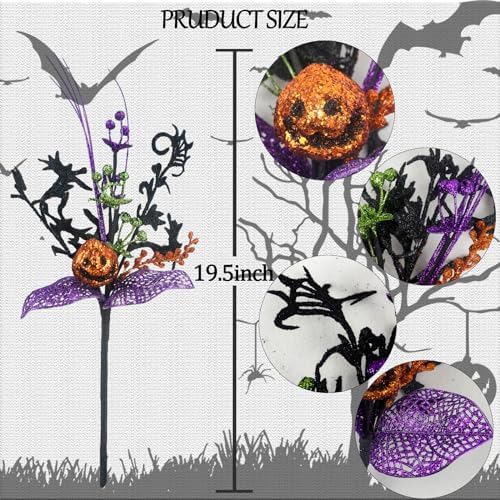 Krissing 6pcs Halloween Picks Branches with Pumpkins