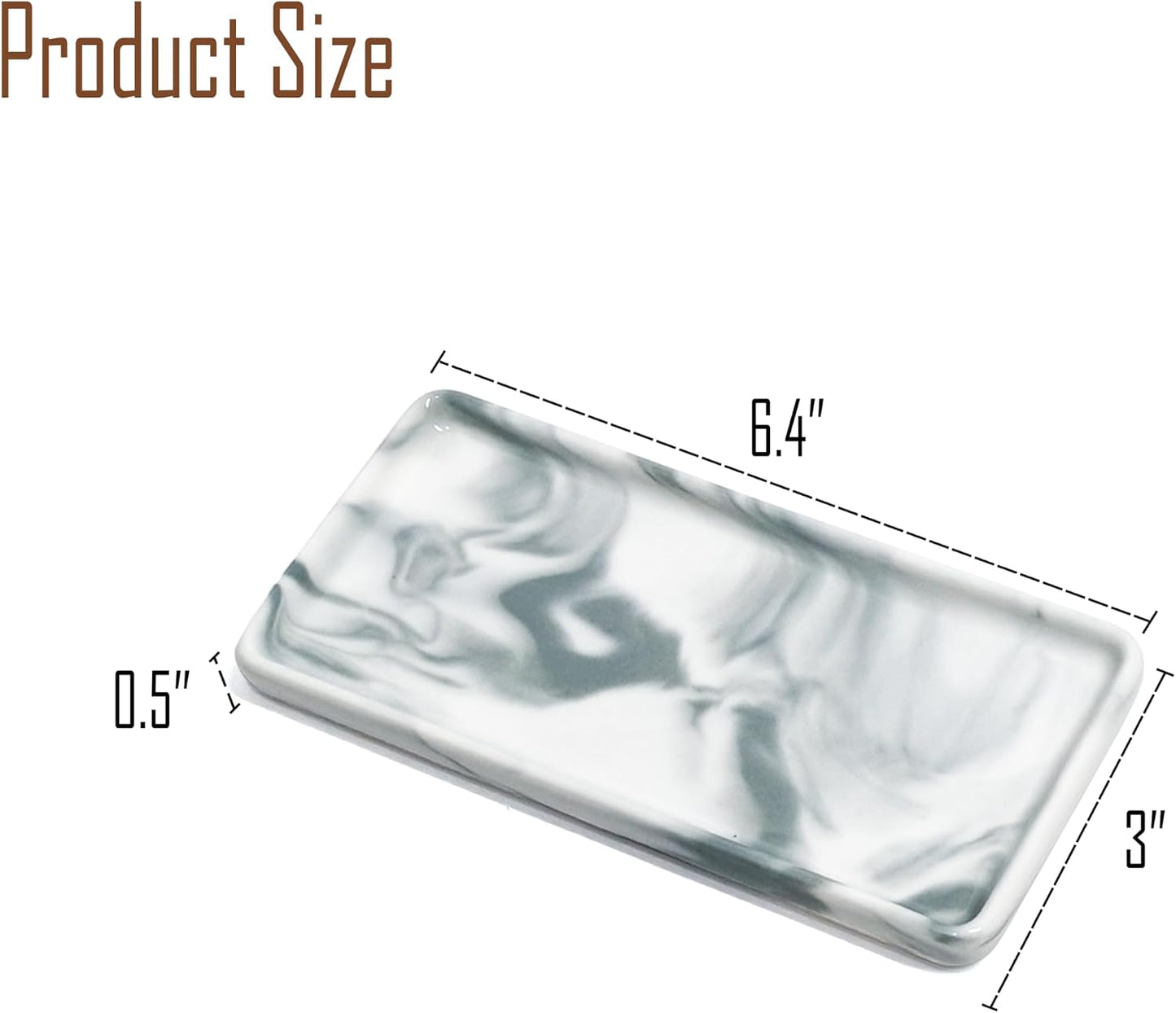 Tiny Ceramic Countertop and Vanity Tray for Cosmetics / 6.4 x 3 x 0.5 / Gray