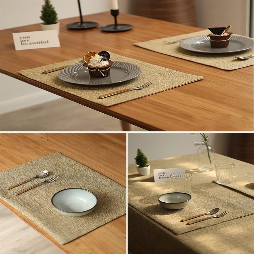 Weabetfu Cloth Placemats Set of 6 Heat Resistant Dining Table Placemmats | Cotton Linen Machine Washable Kitchen Table