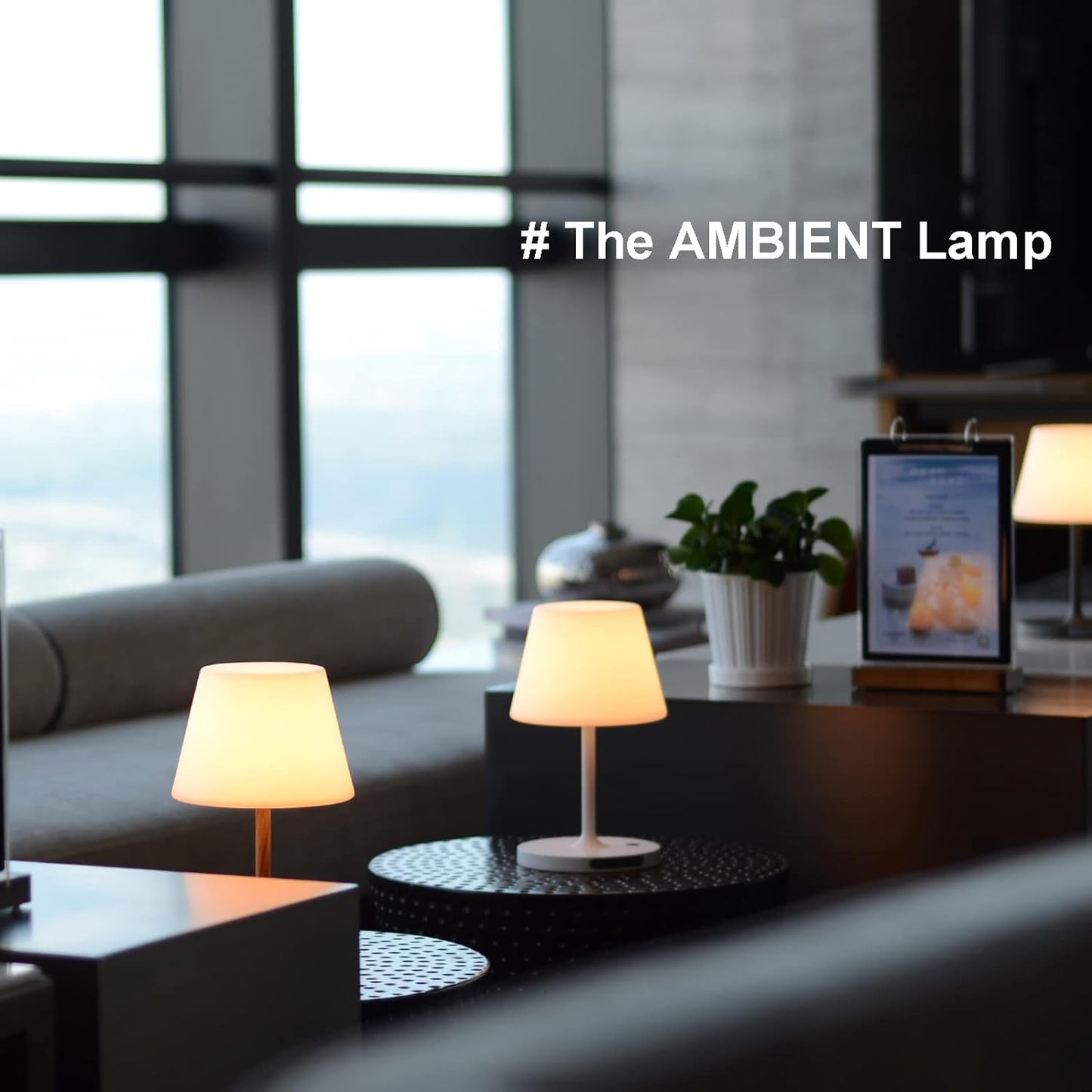 Rechargeable Outdoor Lamp, IP44 Waterproof Touch Dimmable LED Light | 4000mAh battery, 2700K warm light with PE shade