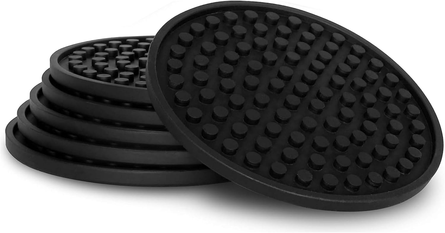 Holder / Cup Coasters / Black / Round / Set of 8