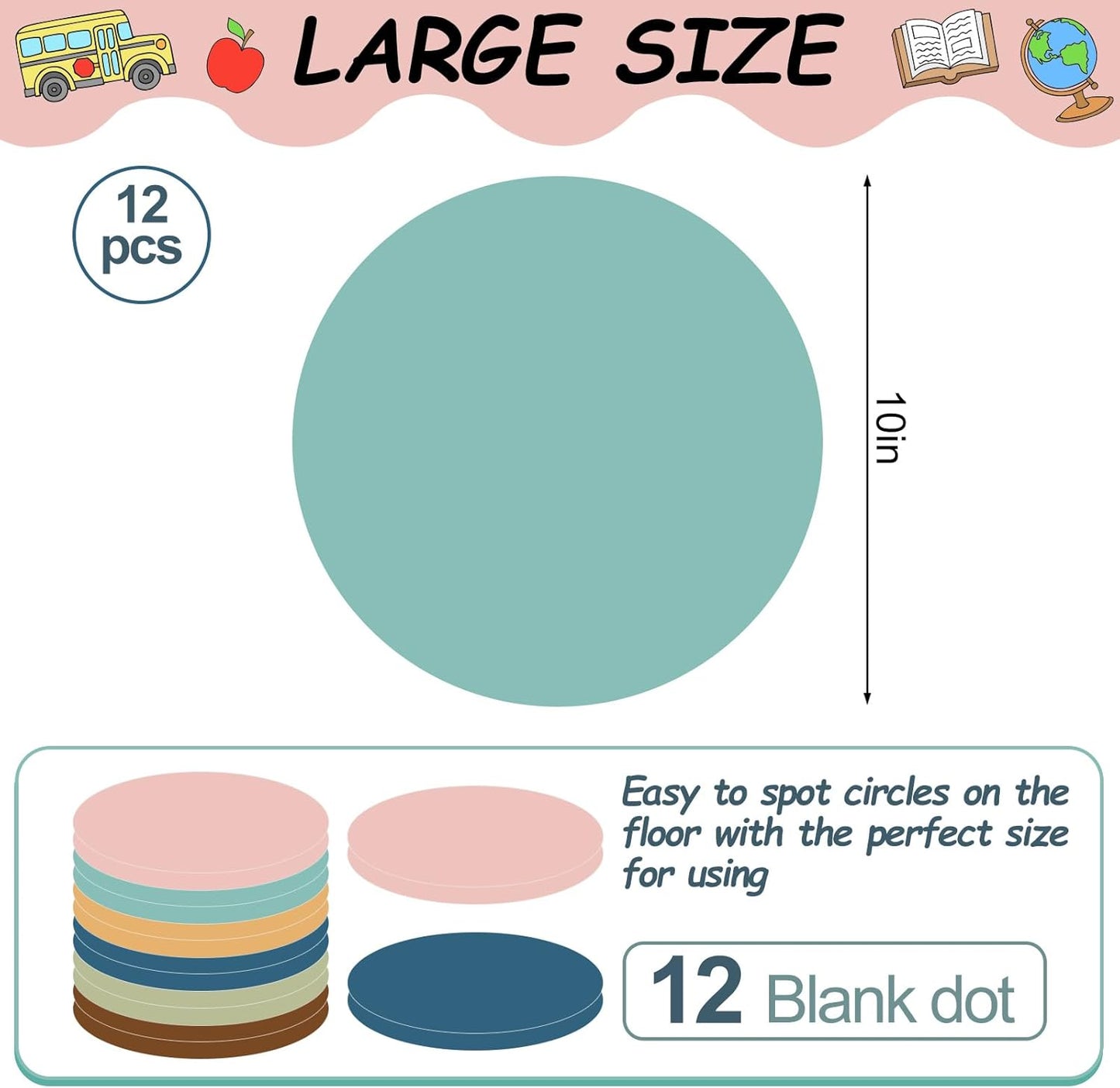 Large Dry Erase Dots Circles Spots Decals Neutral Color Waterproof / 10 Inch / Boho / Set of 12
