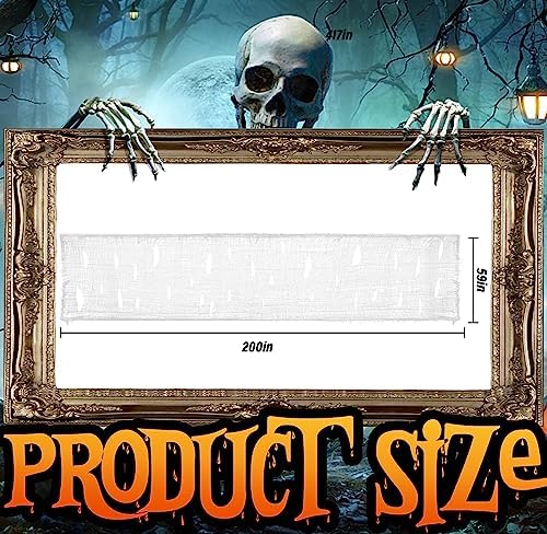 200" x 59" Halloween Spooky Cloth - Creepy Spooky Halloween Decorations - Large Size Scary Creepy Gauze for Halloween Party Supplies Stairway Window Table Doorways Decor