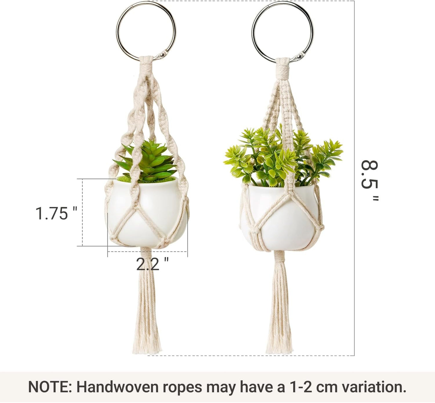 Mini Macrame Plant Car Accessories Rear View Mirrior Charm Hanging Rearview Car Decor Boho Small