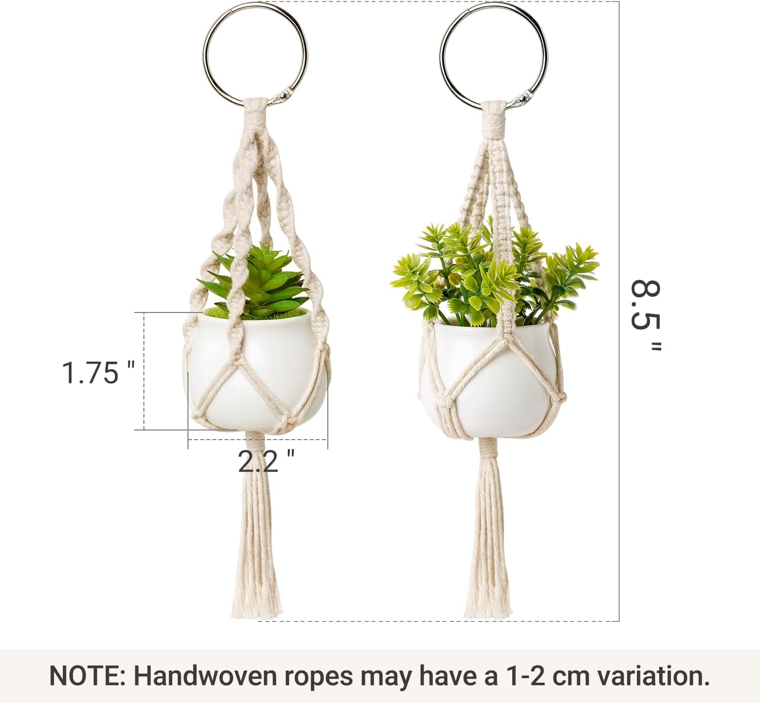 Mini Macrame Plant Car Accessories Rear View Mirrior Charm Hanging Rearview Car Decor Boho Small