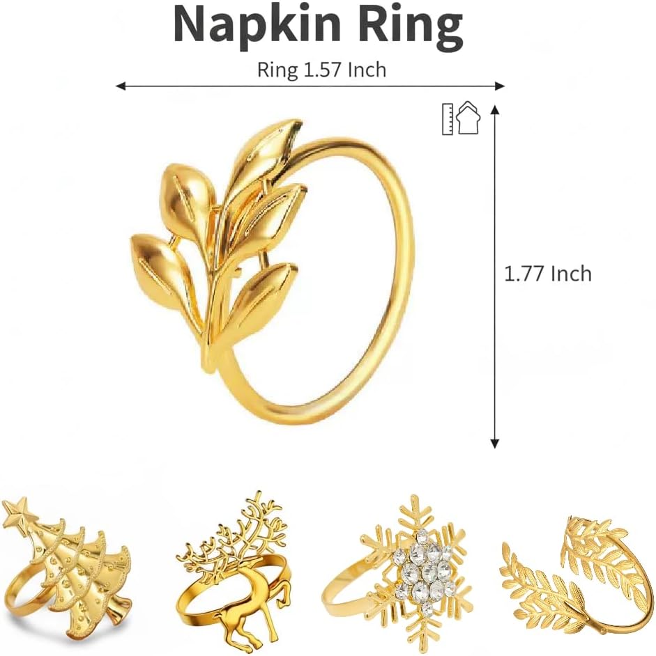 100 Pcs Gold Napkin Rings Bulk Delicate Napkin Holder for Dining Wedding Party Banquet Table Decroration Christmas and