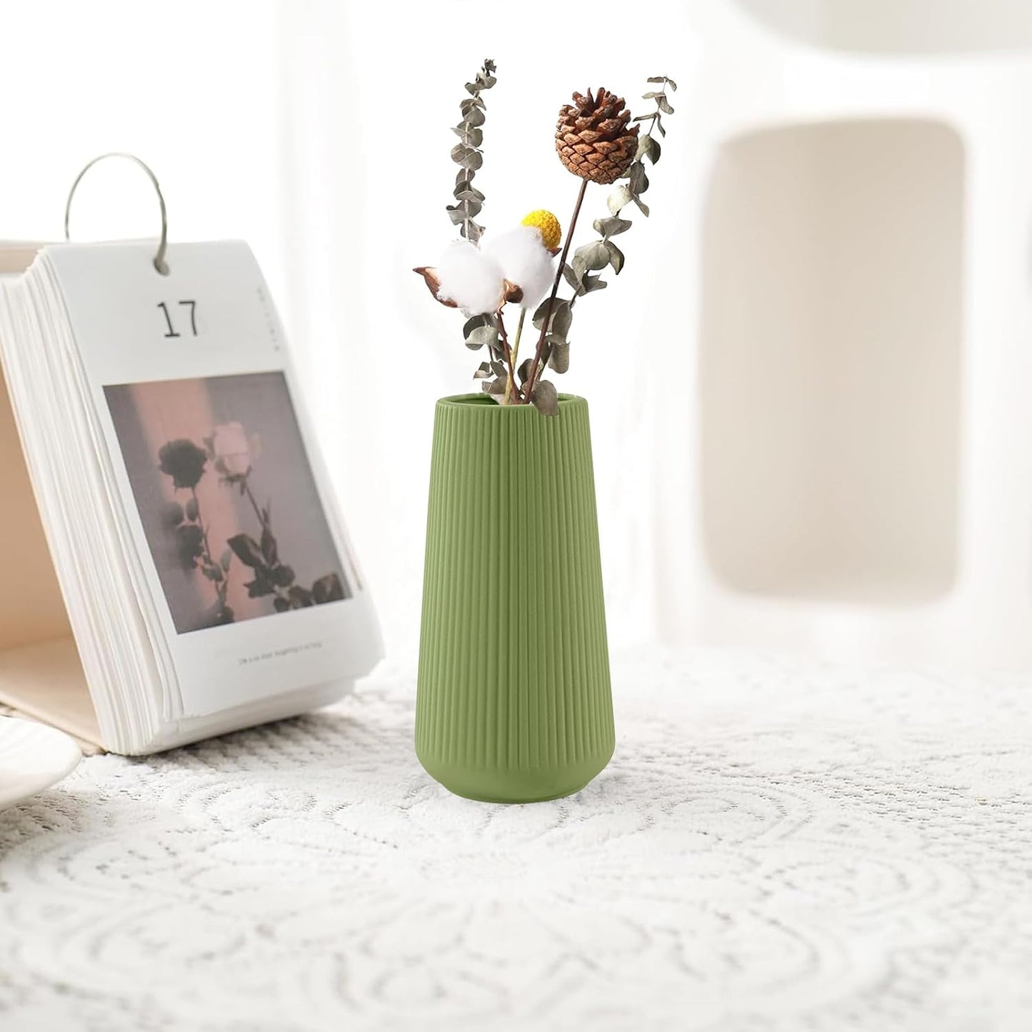 Ceramic Vase / Small Flower Vase for Pampas Grass / Saga Green