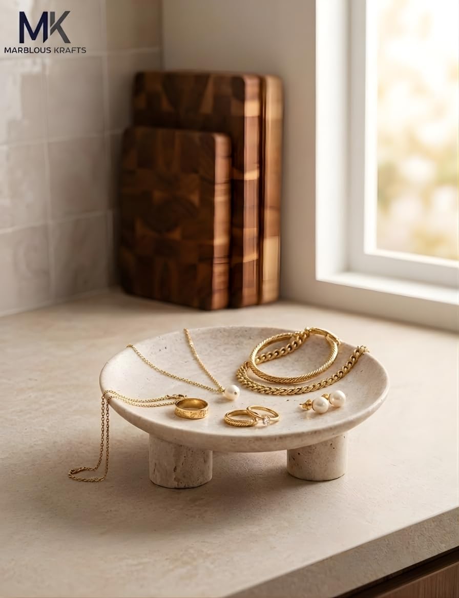 Candle Holder Display / Travertine / Natural / 8 Inch