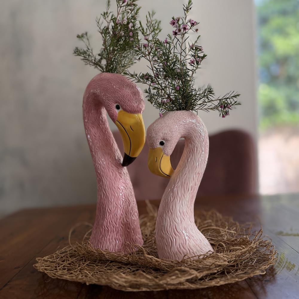 Ceramic Flamingo Vase Duo / Pink