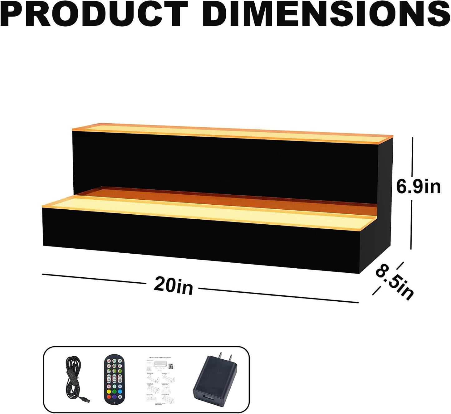 MESAlLUP 20 Inch 2 Tier Lighted Liquor Bottle Display Shelf, LED Bar Shelves with APP or Remote Control, Mulit Color