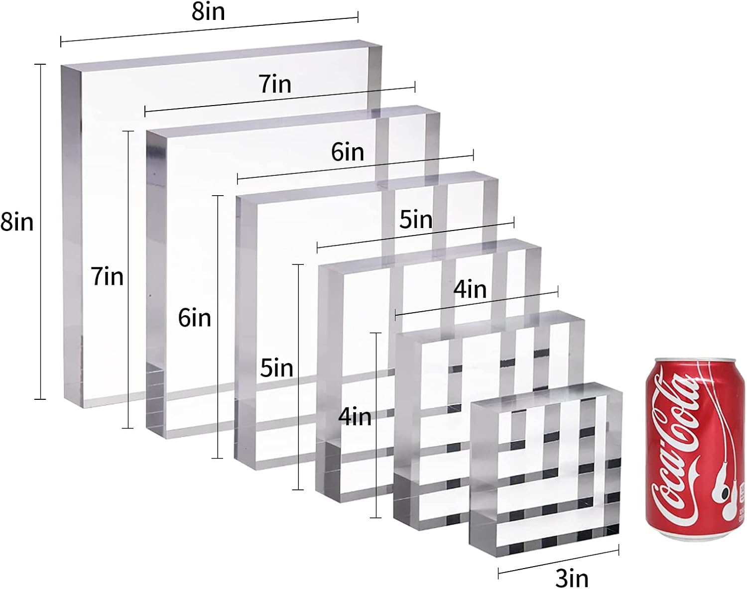 CiaoHER 8in Square Acrylic Cube Display Block, 1in Thickness | Clear Polished, Pedestal Stand Riser, Solid Base, 8" x