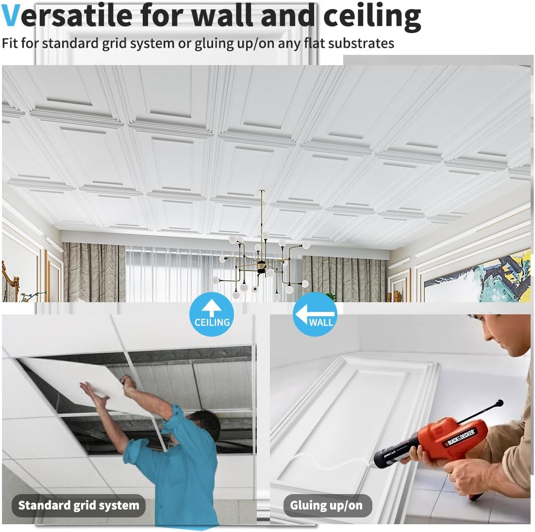 Drop Ceiling Tiles / 24 x 48 / White / Set of 12