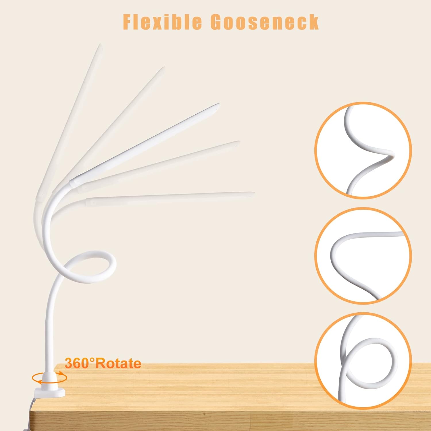 YOUKOYI LED Desk Lamp with Clamp,Flexible Gooseneck Architect Table Lamp - 5 Brightness Levels & 4 Color Modes, Touch