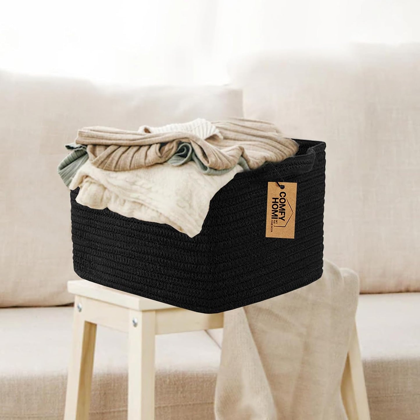 Woven Baskets for Storage / 13.5 x 11 x 9.5 / Black