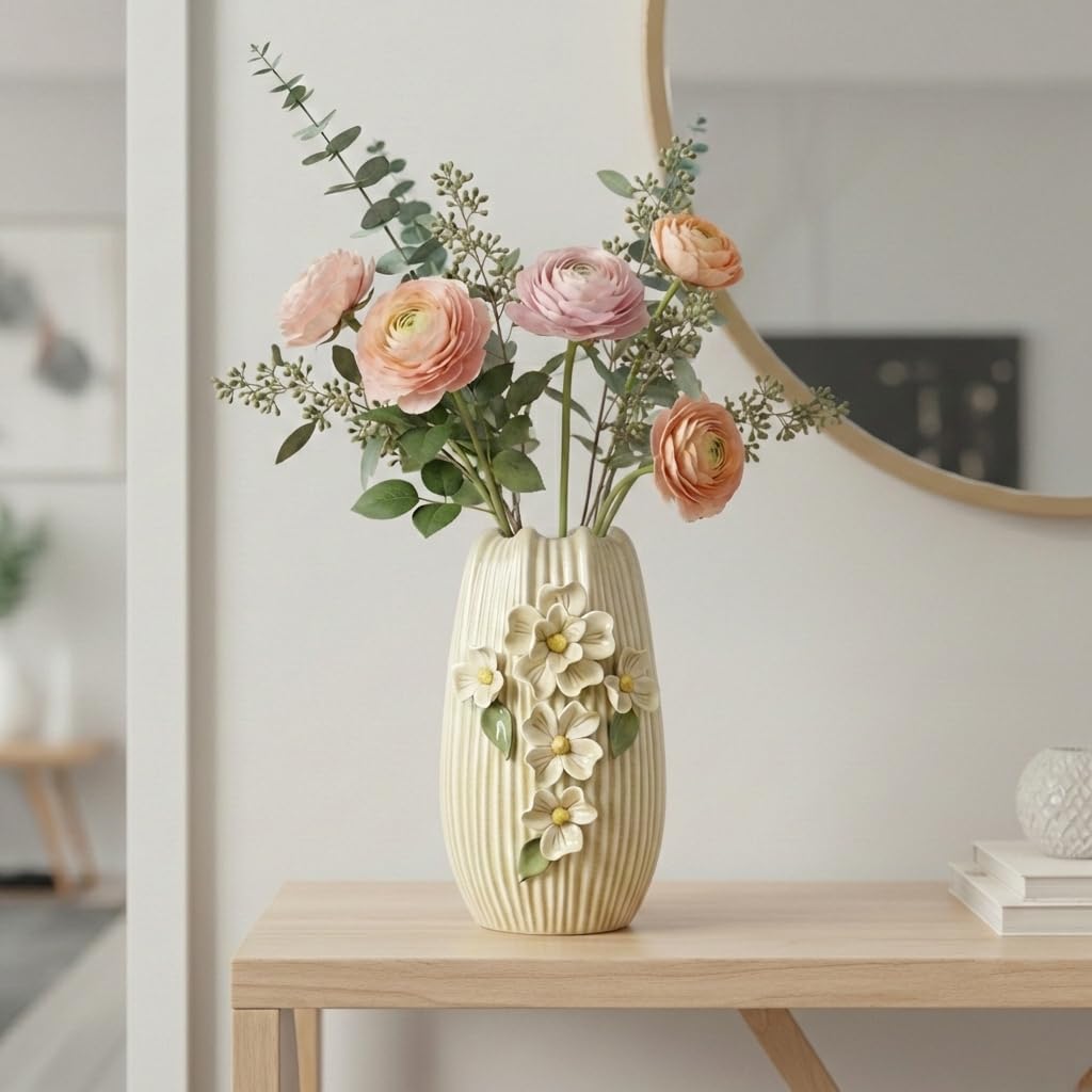 Ceramic Vase / Modern Centerpiece Vases Home Decor / Yellow / 9 Inch