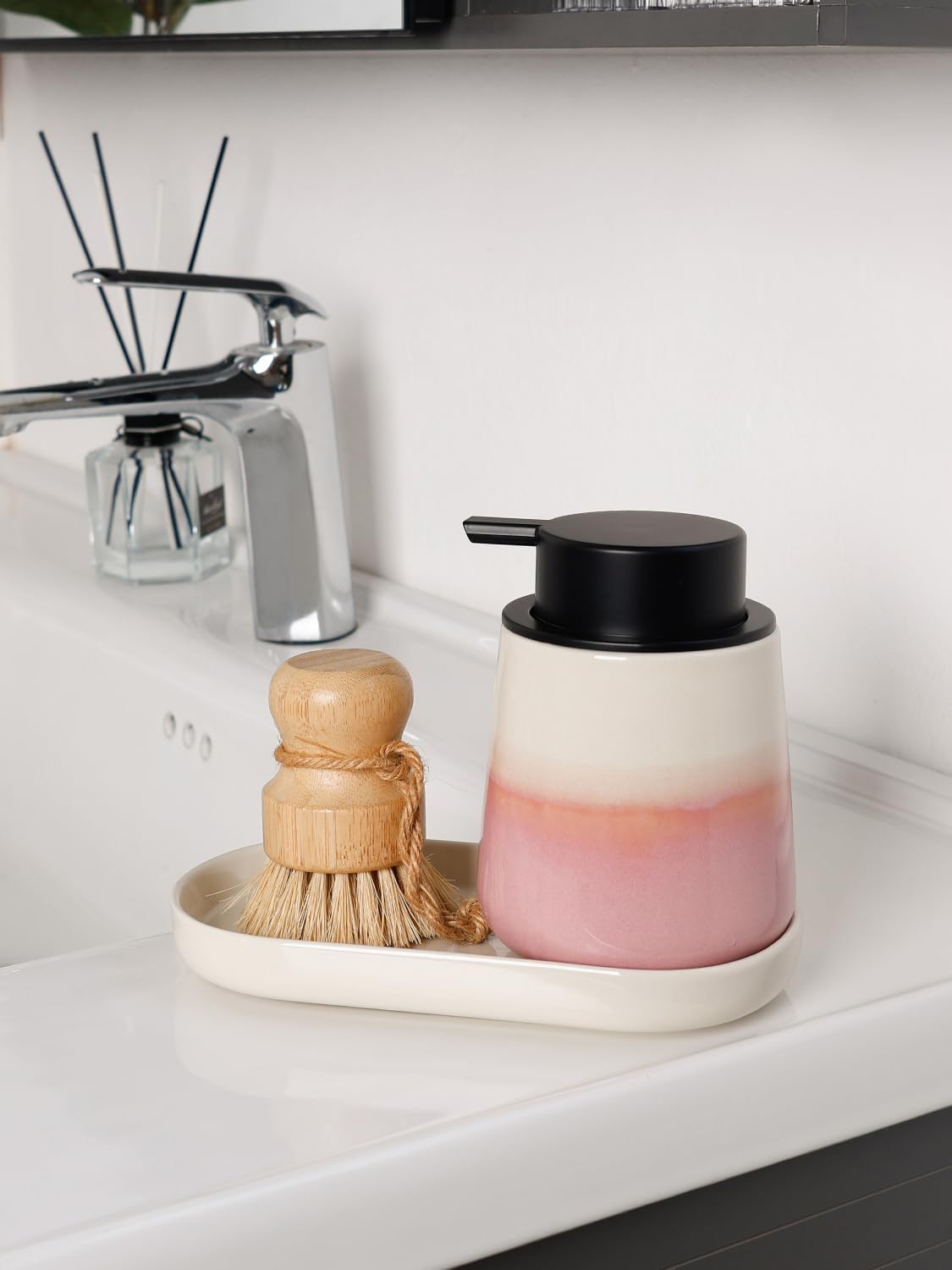 7" Ceramic Bathroom Vanity Tray / Beige