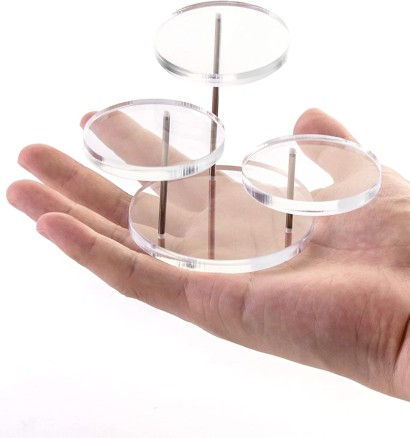 Small Jewelry & Figurine Stand / Clear / 3 Tier / Set of 4