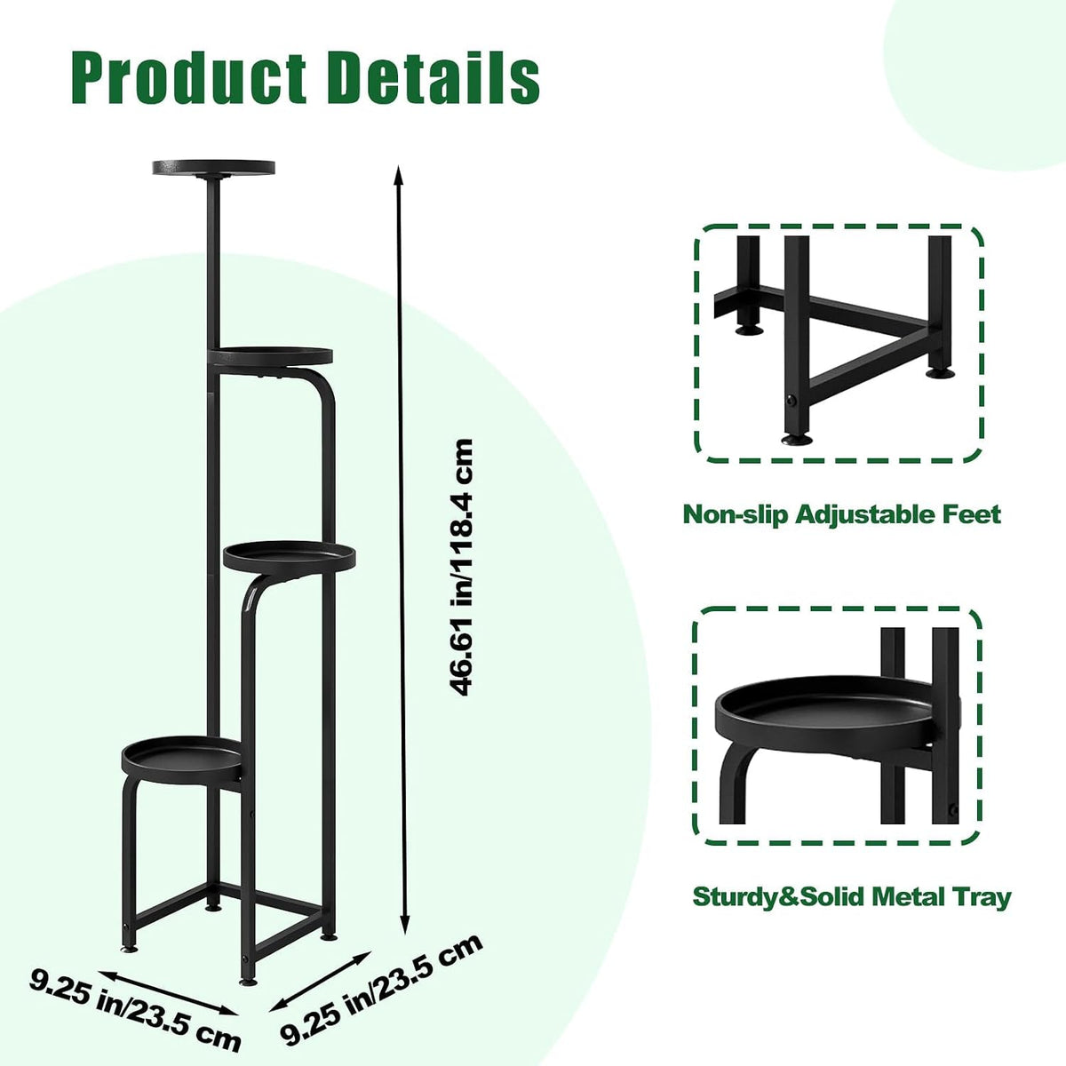 INGIORDAR Plant Stand Indoor Outdoor Corner Tall Plant Shelf 4 Tier Metal | Space-saving Tiered Design Displays