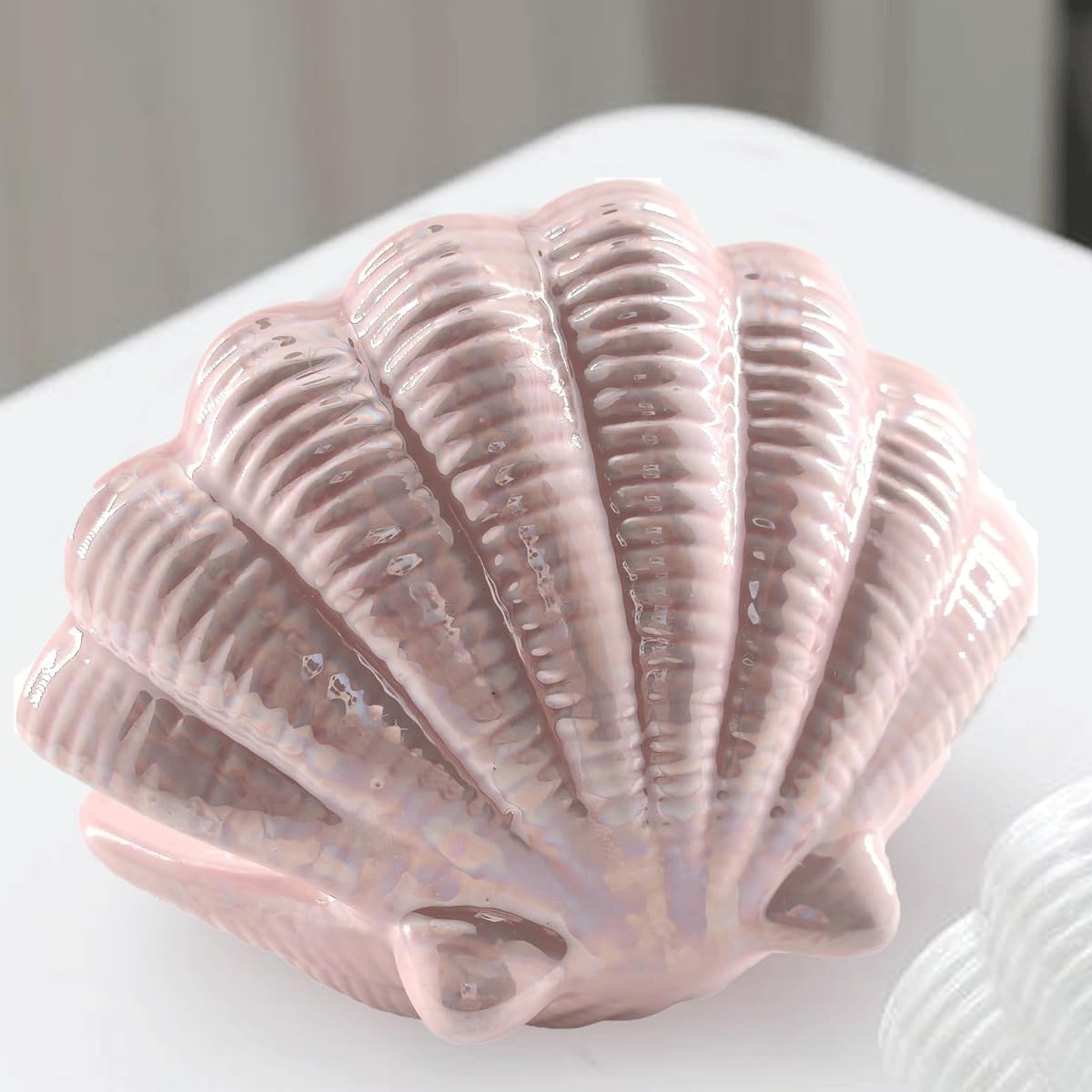 Ceramic Seashell Jewelry Tray Ring Dish / Pink