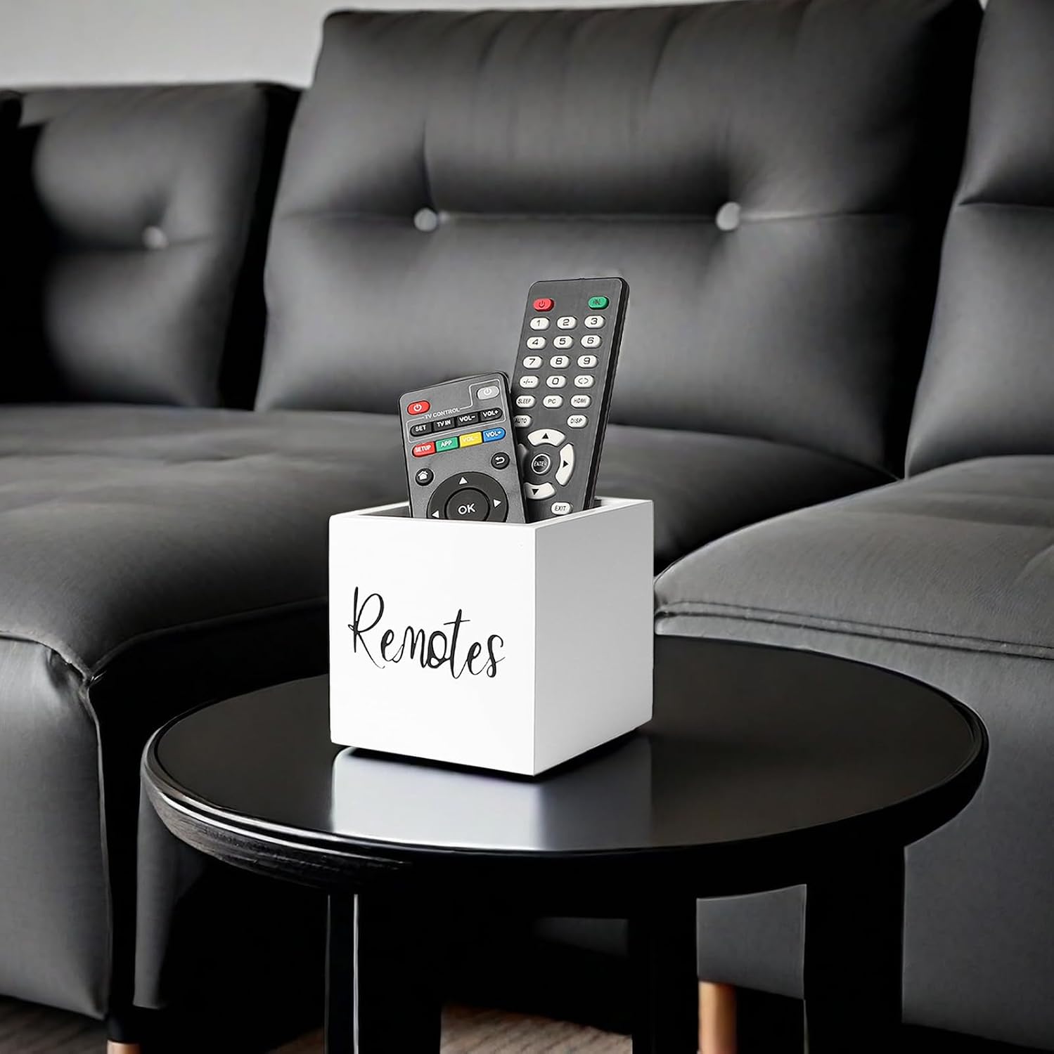 Wood Remote Control Holder / White / S,for 2 or 3 Remote Controls