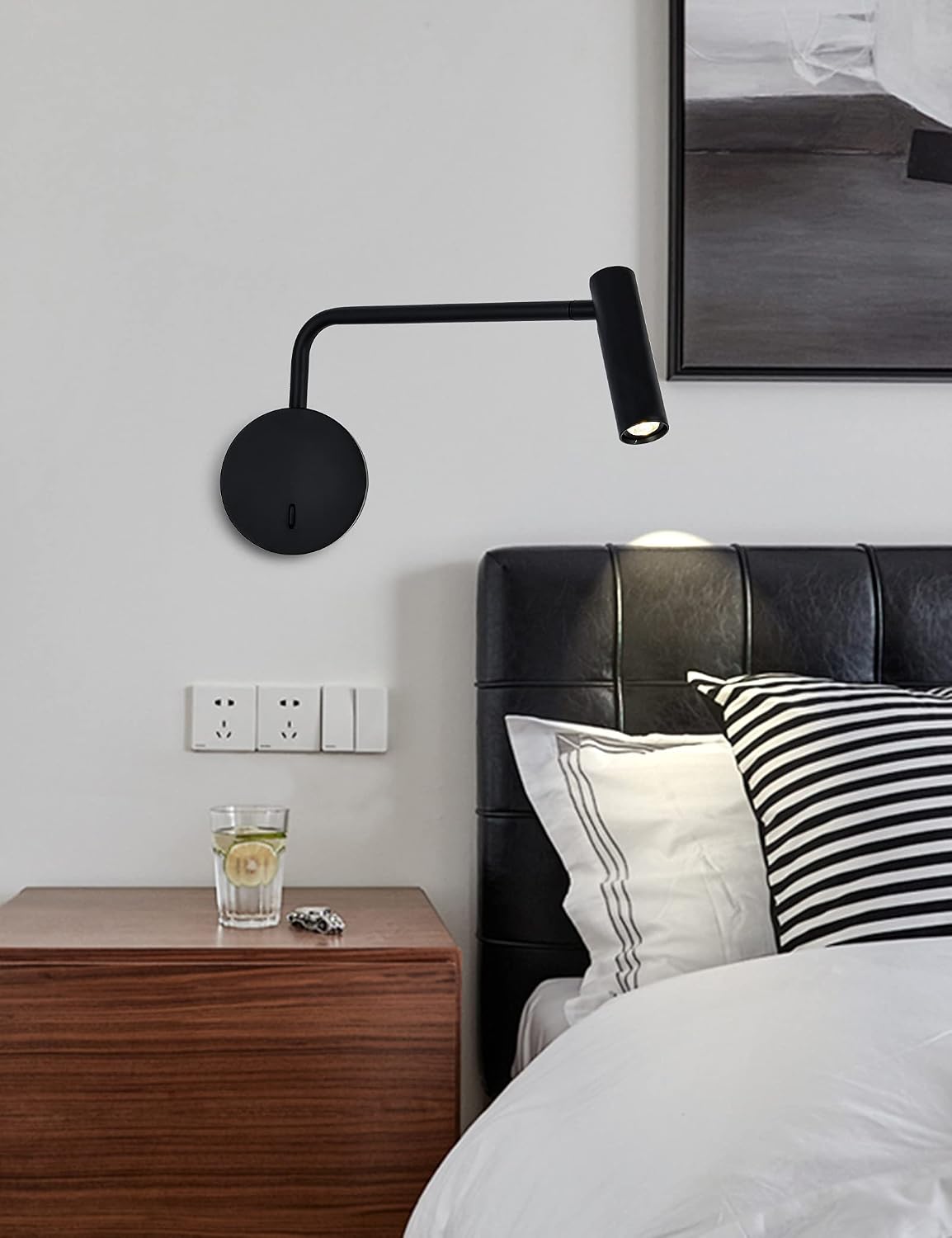 ZEROUNO Wall Mounted Reading Light for Bedroom LED Hardwired Sconce with Switch on/Off Modern 3000K Swing Arm Bedside