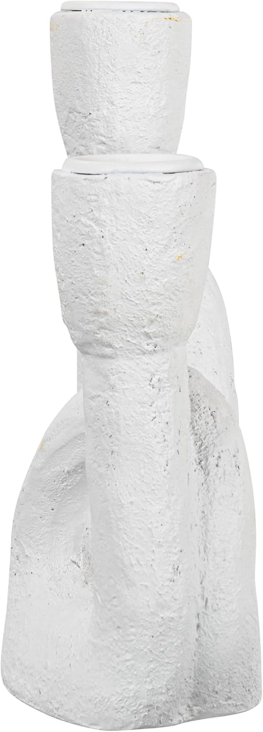 Modern Sculptural Double Taper Candle Holder / White