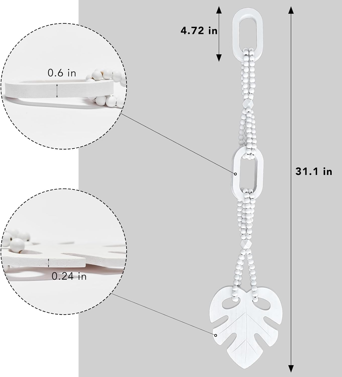 Knot Beaded Garland Decor / White
