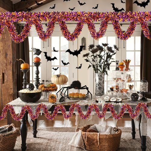 50FT Halloween Tinsel Garland Decorations for Home Tree Indoor Outdoor