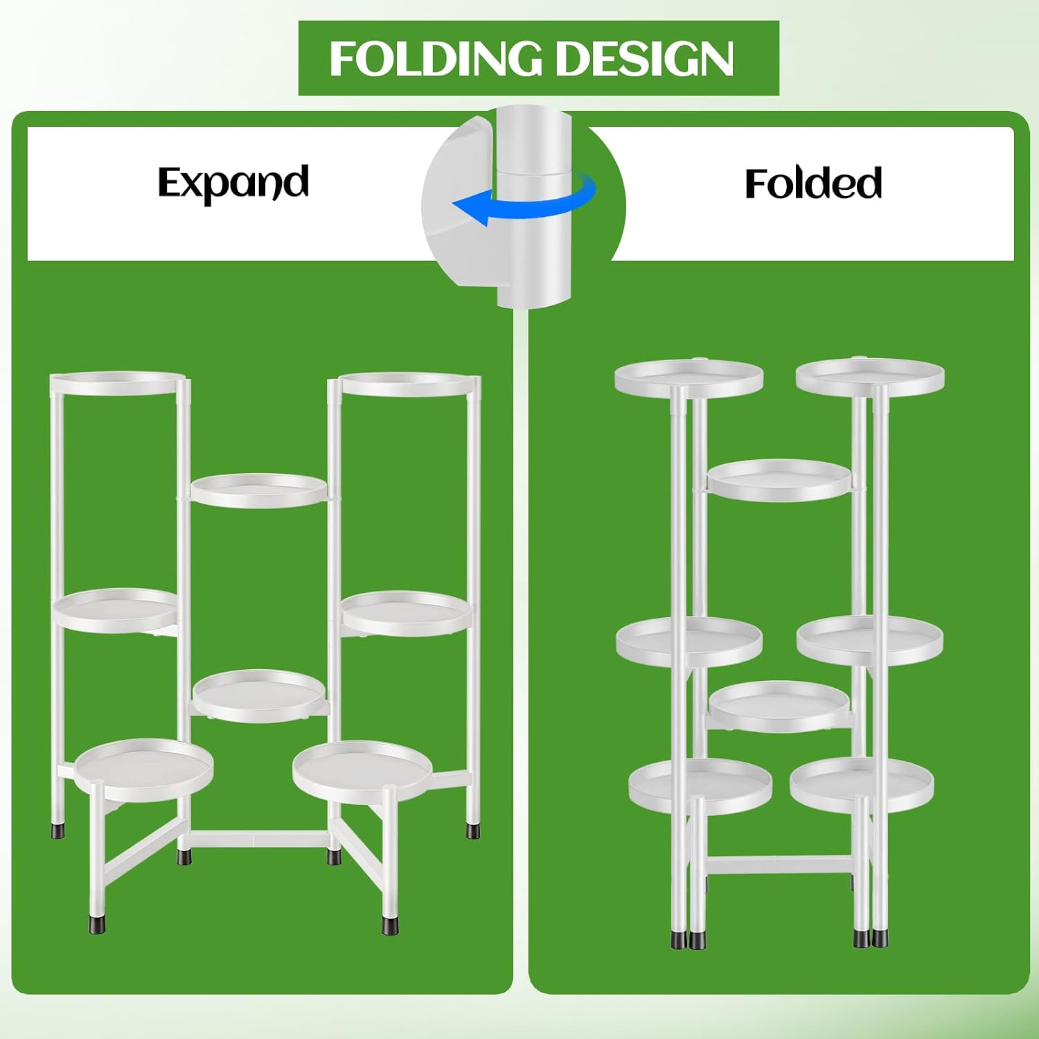 8 Tier Plant Stand Indoor Tall, Tiered Plant Stands Outdoor for Multiple Plants, Corner Metal Folding Flower Display