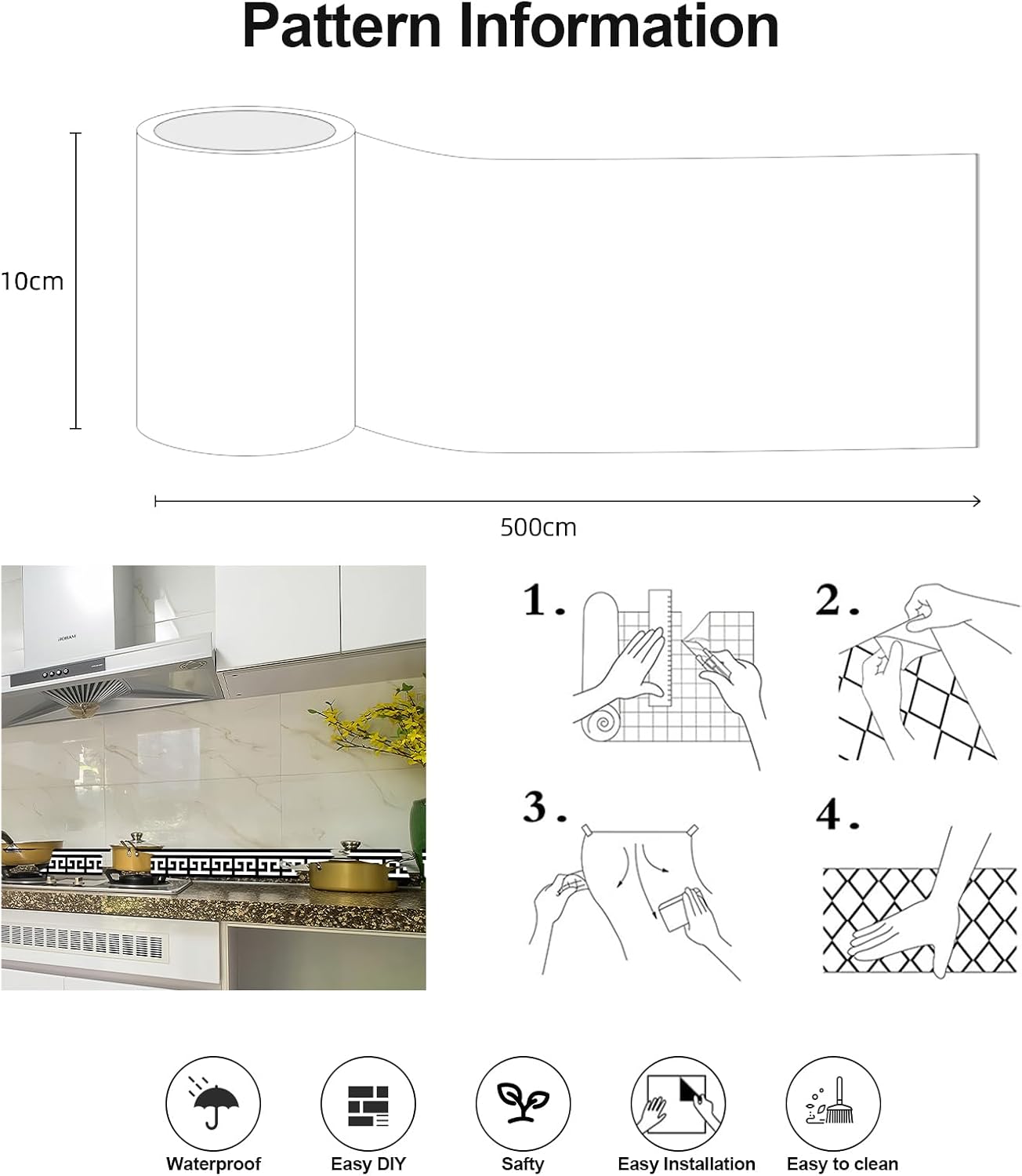 Black and White Wallpaper Border Trim Peel and Stick Boarders Self / Black/white / 3.9 x 196.8