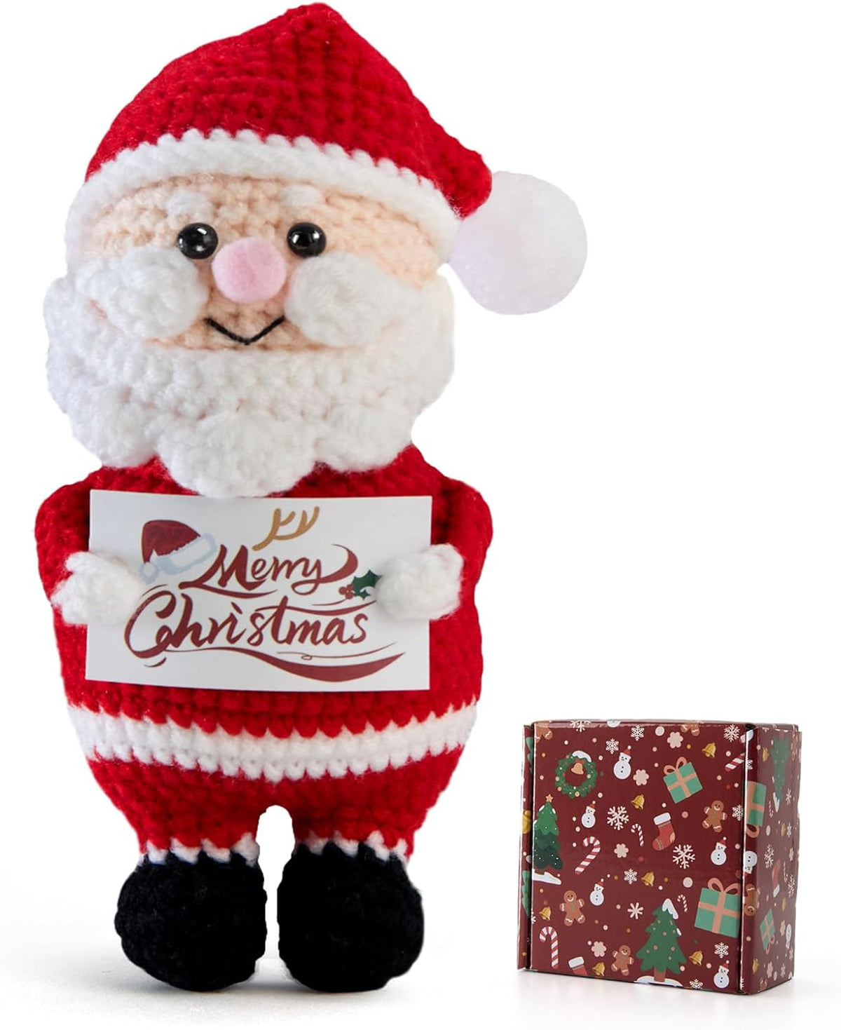 Crochet Gifts for Women Men, Xmas Handmade Santa Claus for Family Friends, Funny Christmas Stocking Stuffers Basket Decor for Table Home Decoration Birthday Monther' Day Gift for Girlfriend