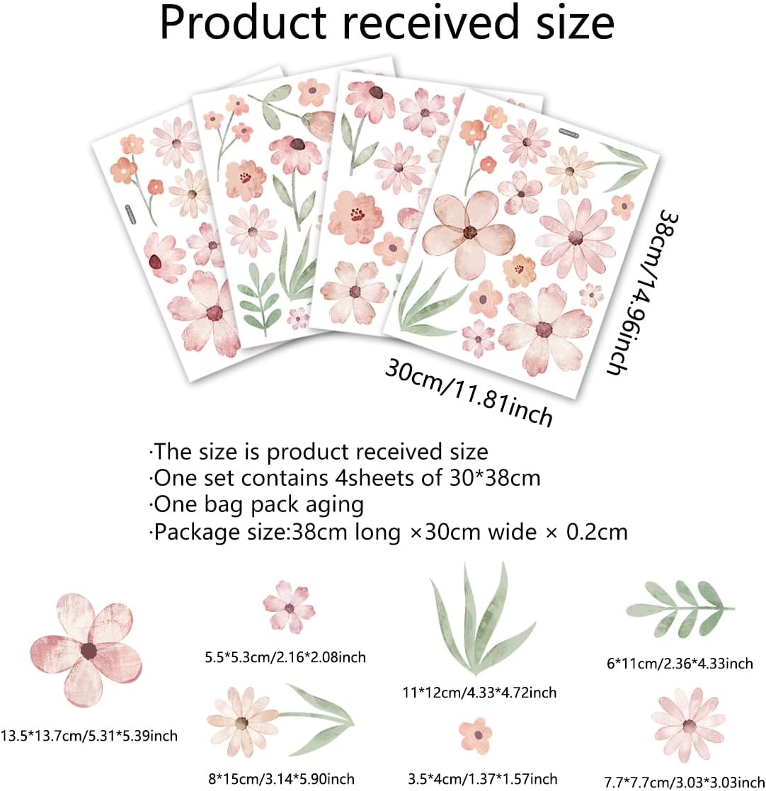 Boho Flower Wall Decals / Pink