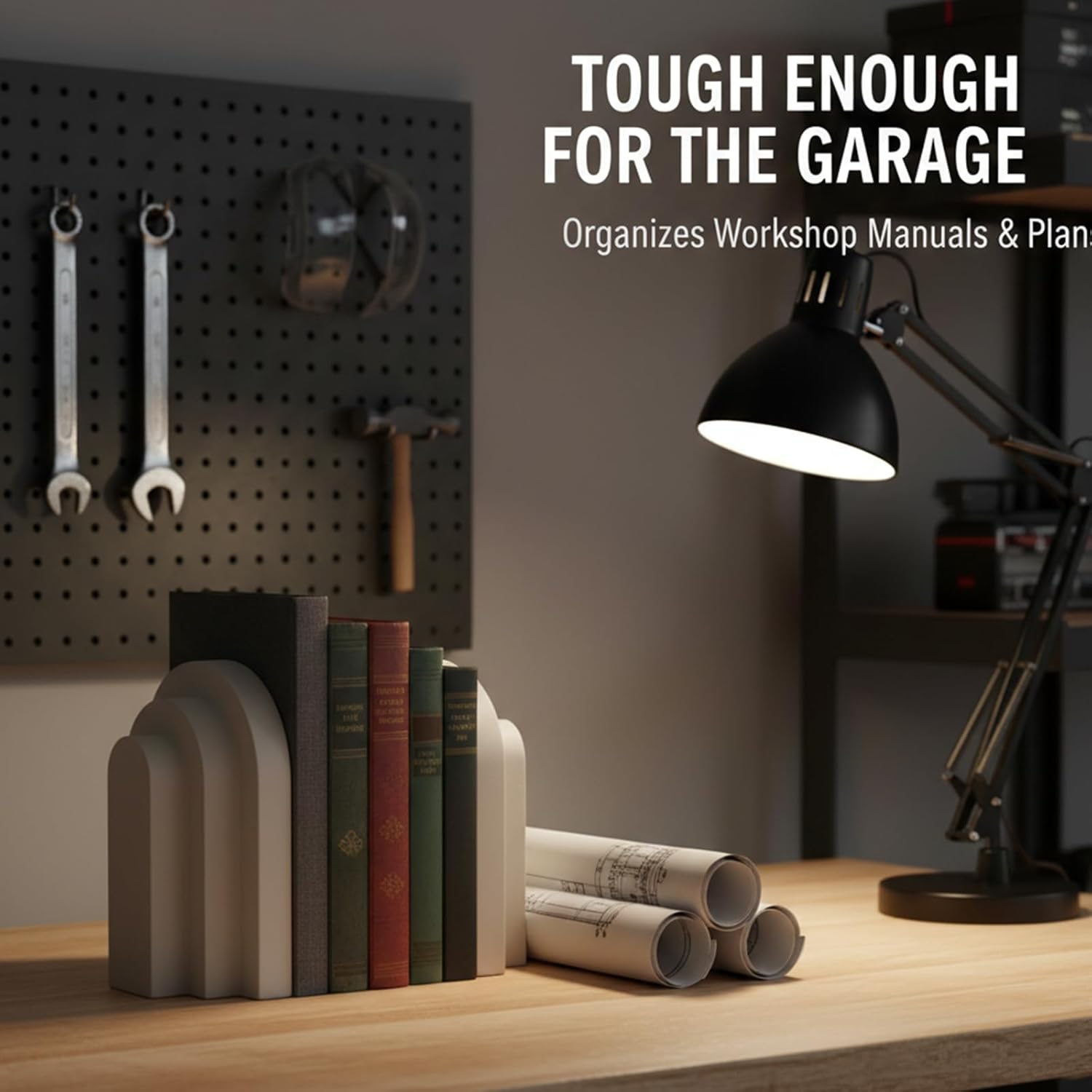 Wegaso Heavy Duty Concrete Bookends / Beige