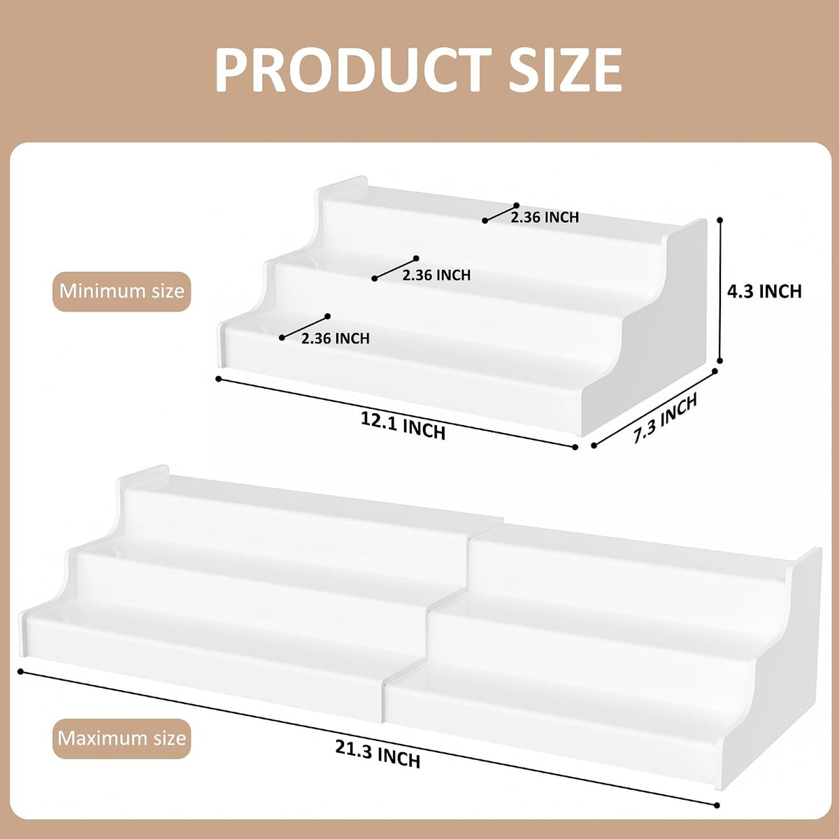 Sezanrpt Expandable Spice Rack Cabinet Organizer 3 Tier, White Kitchen Counter Display Shelf, Seasoning Organizer for
