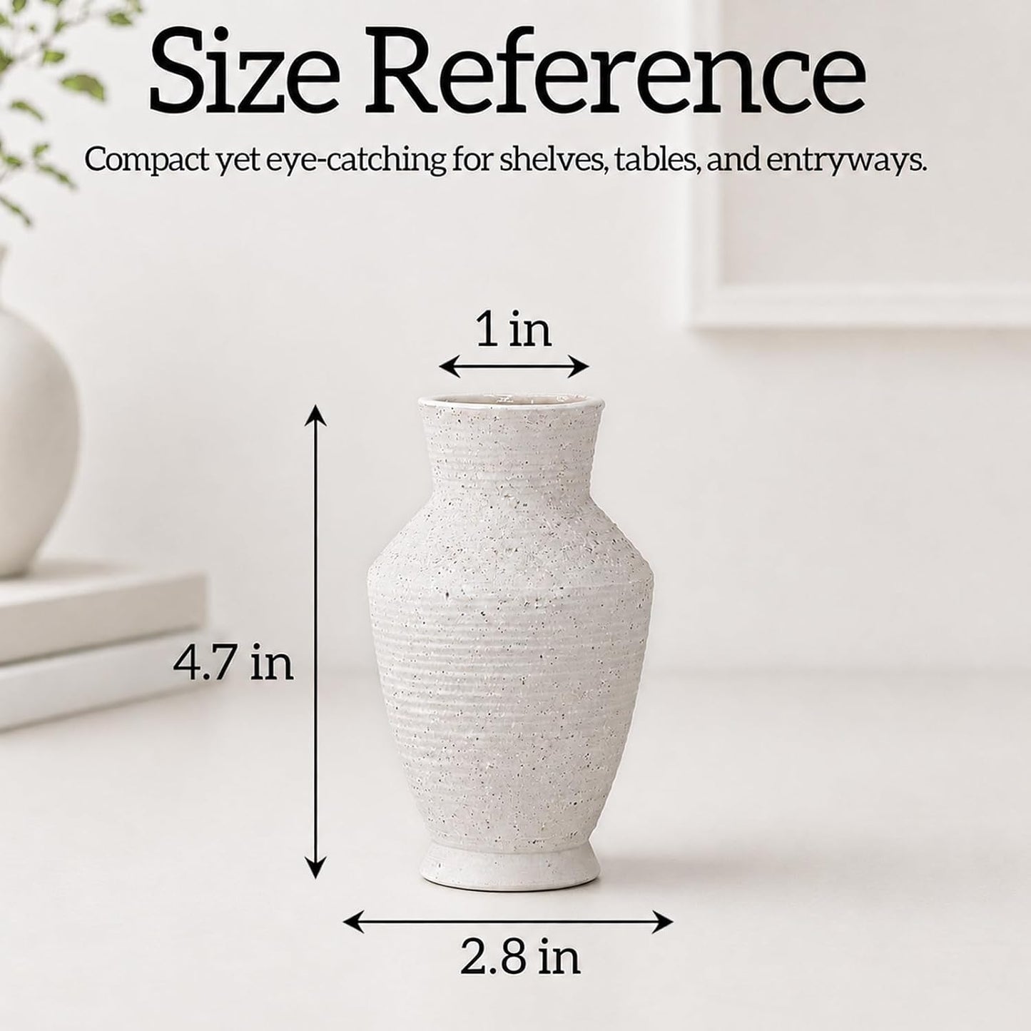 Ceramic Flower Vase Home Decor White Small Vase Decorative Table Farmhouse Vases / Modern White-v11
