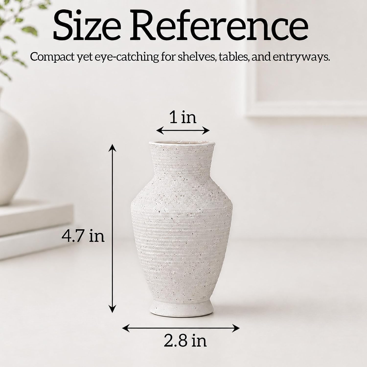 Ceramic Flower Vase Home Decor White Small Vase Decorative Table Farmhouse Vases / Modern White-v11