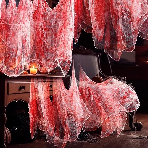 Boao Halloween Bloody Cheesecloth for Craft, 85 x 197 Inch